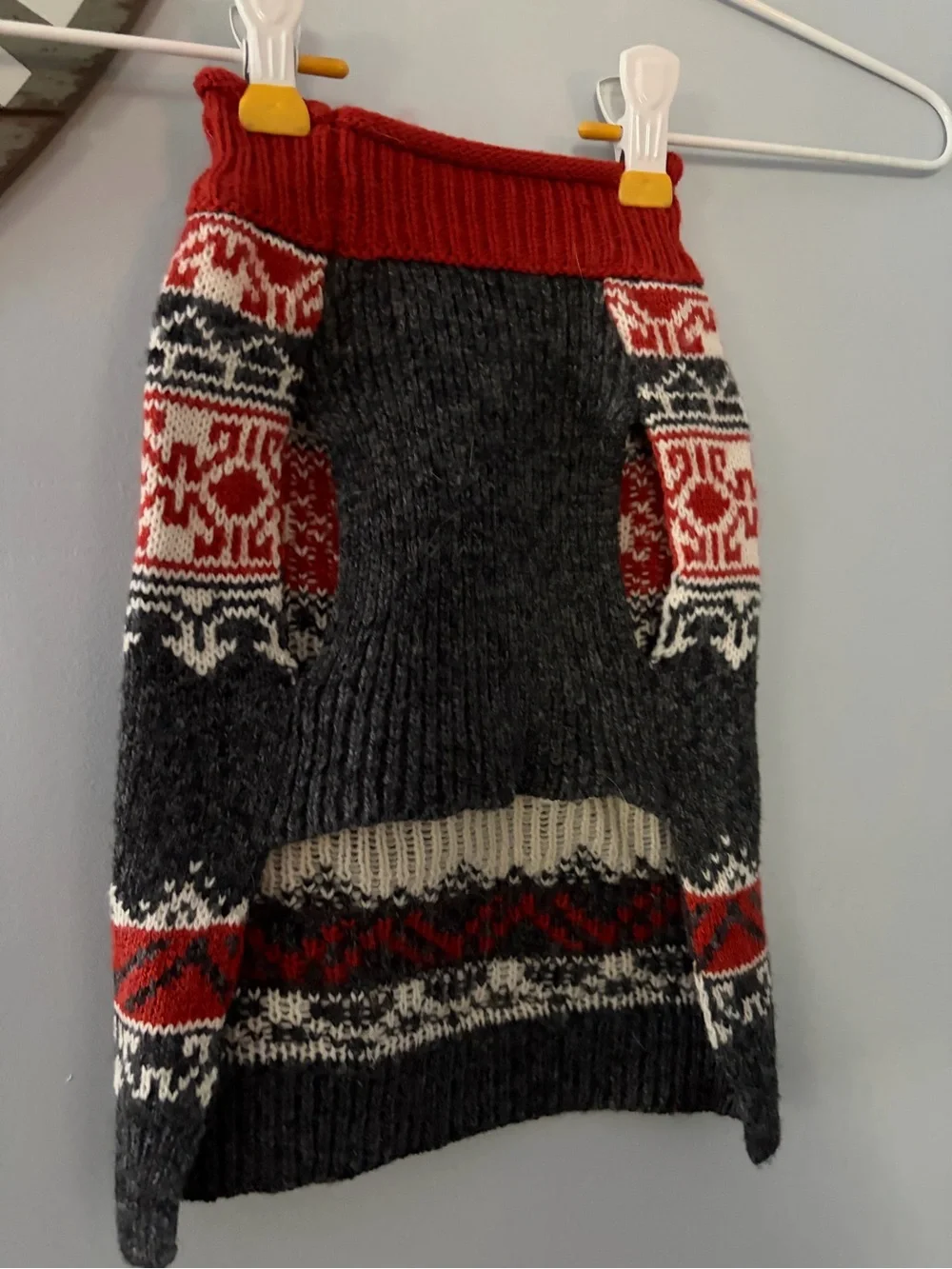 Eddie Bauer Red, Charcoal & White Fair Isle Knit  small pet sweater
